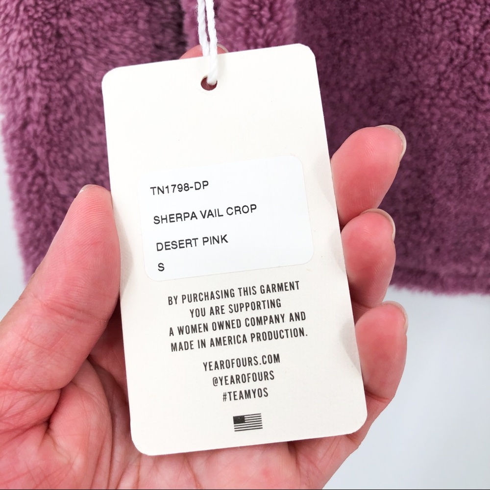 Year Of Ours Sherpa Teddy Vail Crop Desert Pink Quarter Zip Sweater Small - Picture 8 of 9